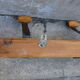 Scandinavian wall coat rack in wood and metal 8 hooks 60s 70s