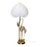 Monumental crane or egret lamp post in gilded brass by Antonio Pavia