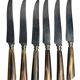 Six knives with steel blades and horn handles, Bonnaud Nancy, early 20th century.