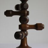 Adjustable wooden turned candelabra, 1970s.