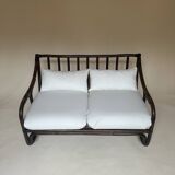 Two-seater rattan bench