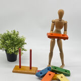 Antique toy to stack, wooden, vintage, clock