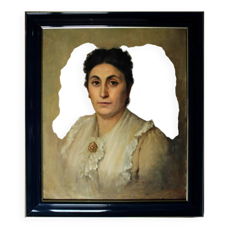 19th Century Portrait Painting of a Woman, Framed