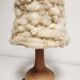 Bedside lamp and its vintage lampshade, Ceramic decoration Herbarium