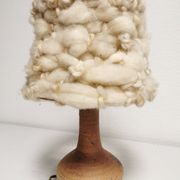 Bedside lamp and its vintage lampshade, Ceramic decoration Herbarium