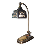 polished coppery brass art deco desk lamp numbered 3kg