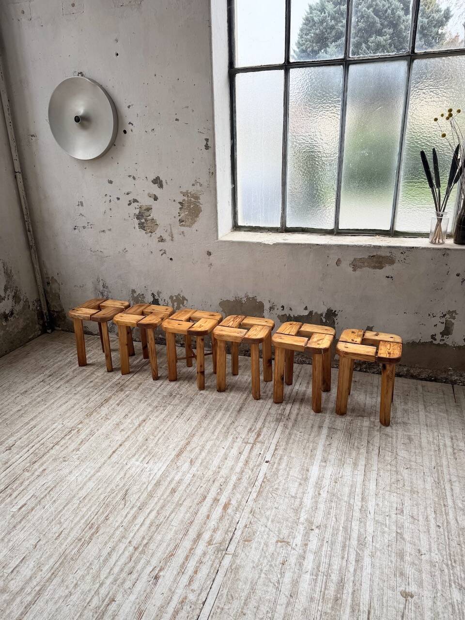 Set of 6 Olof Ottelin stools, Finland 1950.