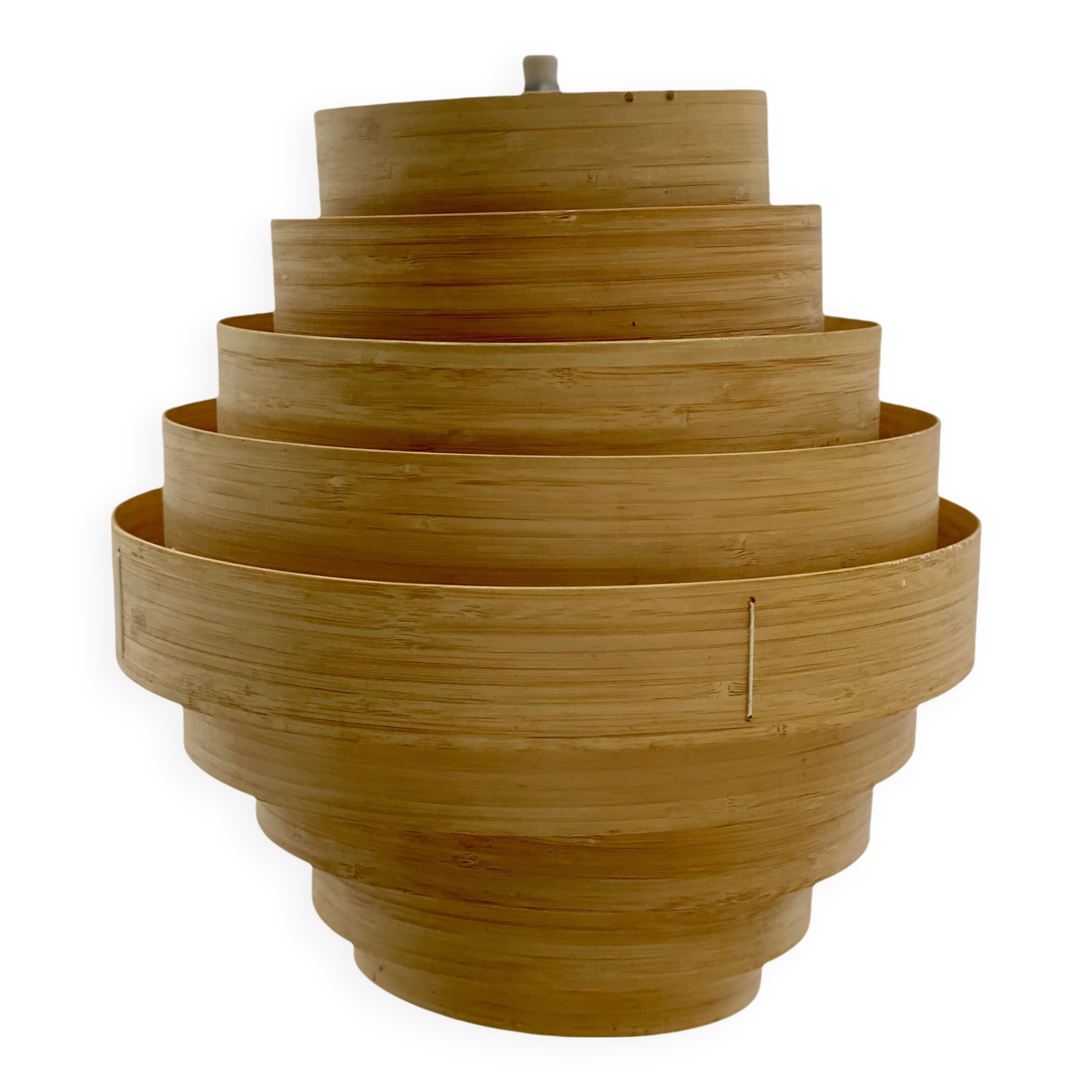 Scandinavian design pendant light from the 1960s in cylindrical wooden slats