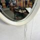 Vintage Oval Mirror with Lighting in Wooden Frame, Hillebrand Germany 1970s