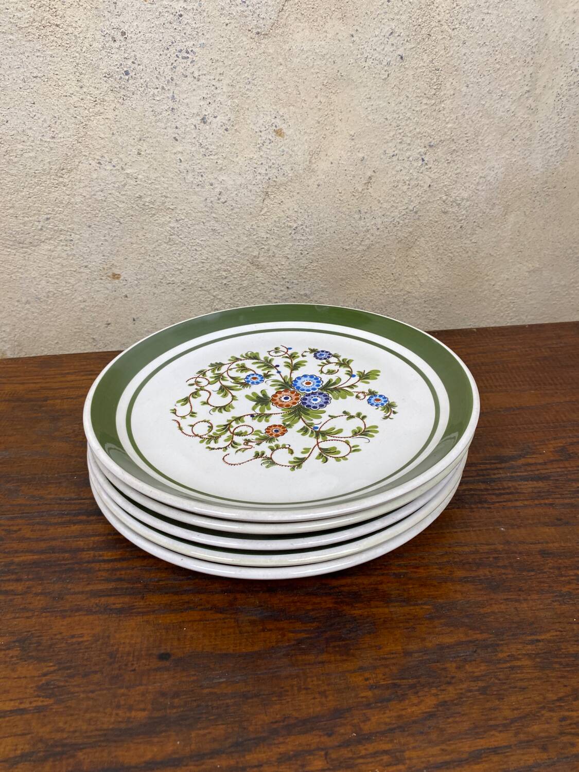 Set of 5 floral ceramic plates by Gualdi Tadino 60s