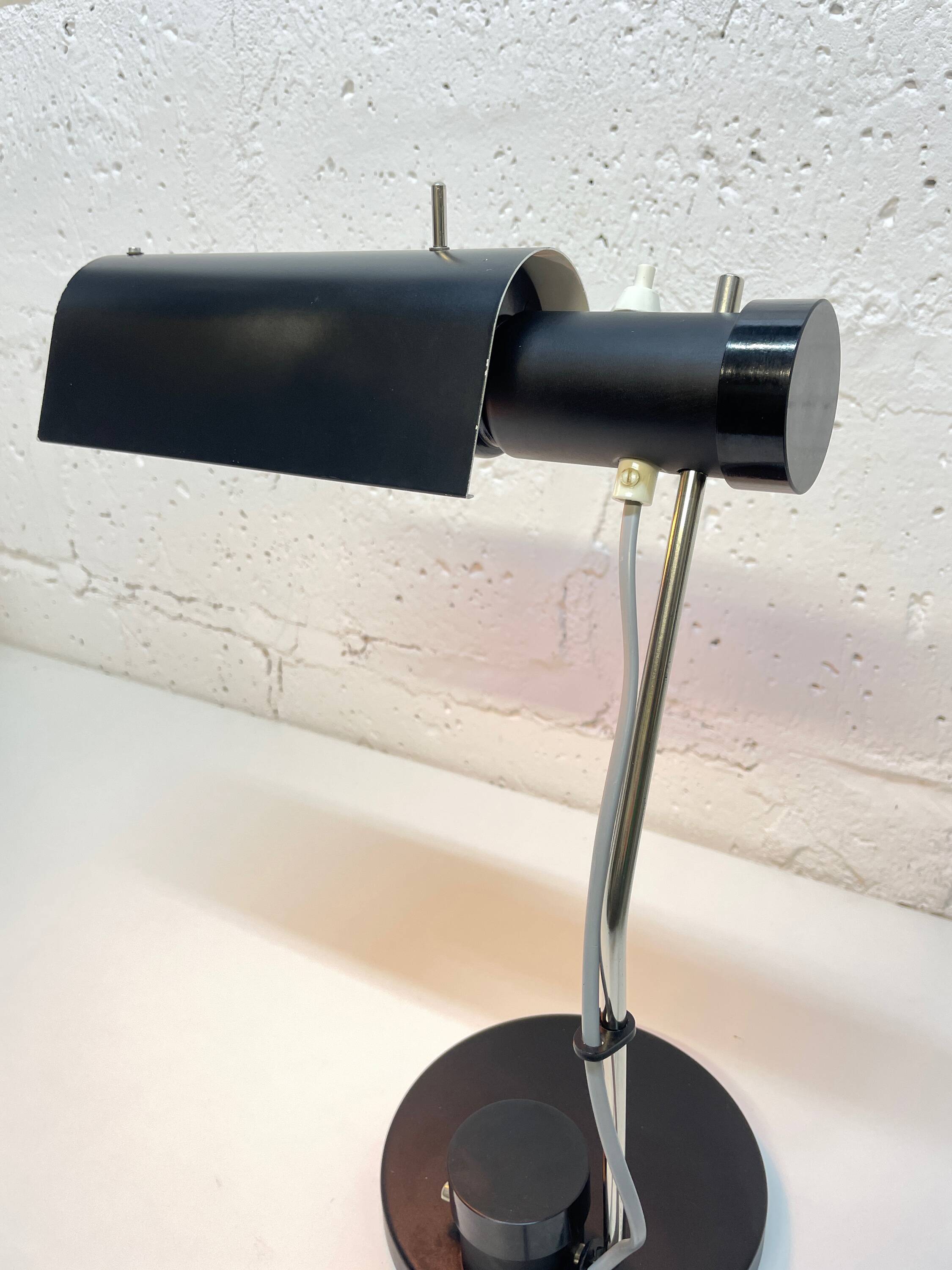 Black desk lamp by Oskar Immerschied for PGH Metalldrücker Halle