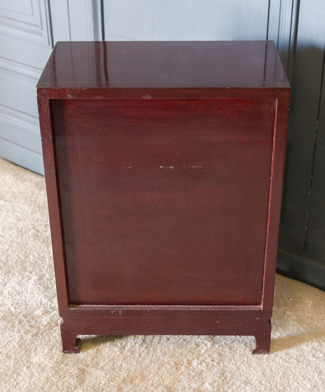 Chinese furniture XXth Red lacquer Decor of branches and birds