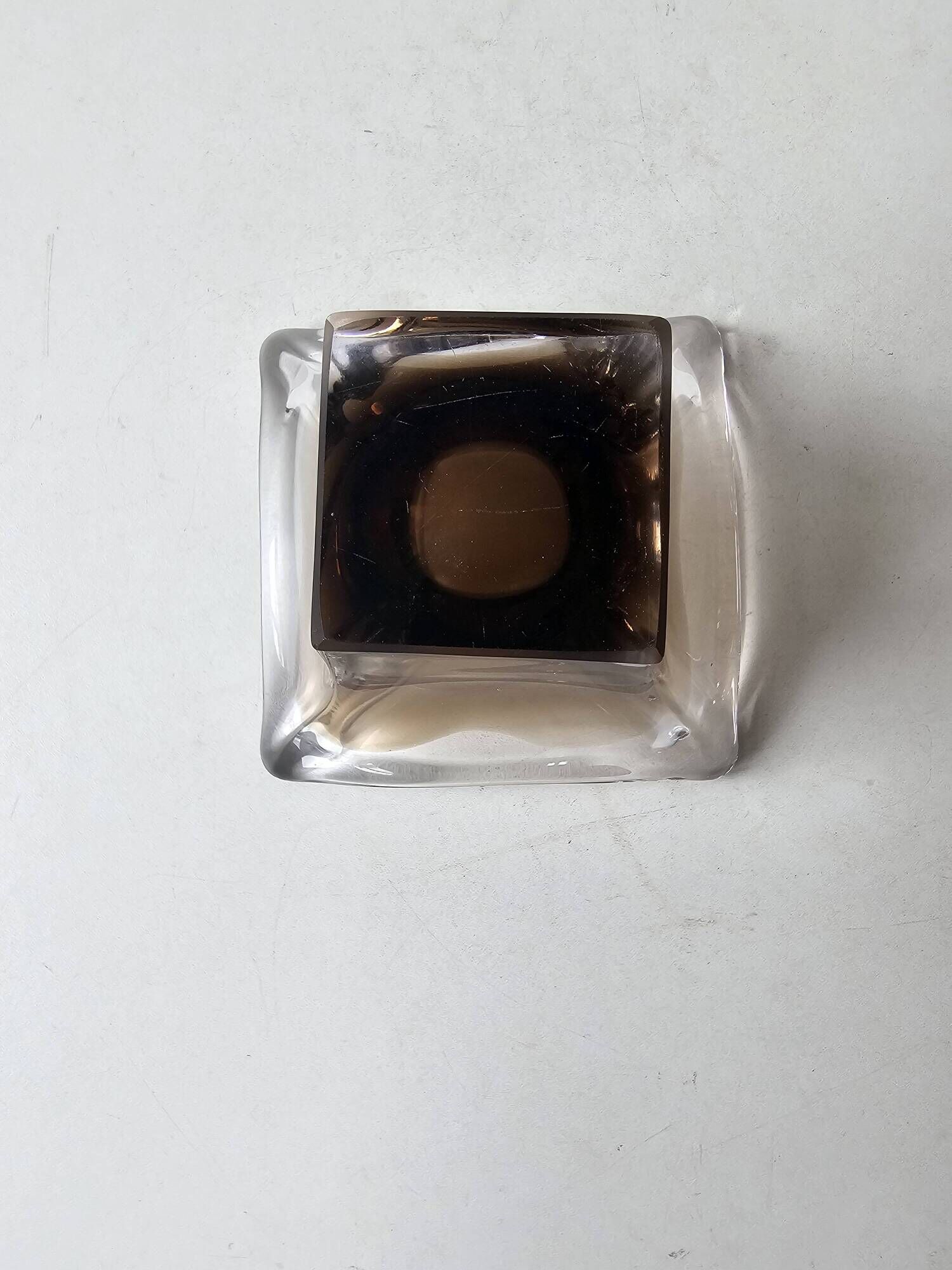 Murano Sommerso transparent brown glass catchall