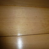 Vintage thong wall shelf, wood and black lace-up metal