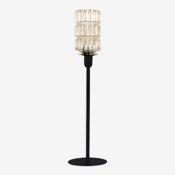 Table lamp with a glass lampshade with geometric lines, art deco style