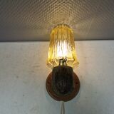 A ceramic wall lamp with a hard-pressed glass shade, Axella Denmark 1970s