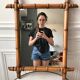 Wooden barber mirror style bamboo years 1920-1930 53 x 67 cm