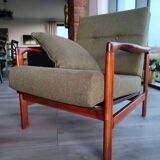 Mid Century Armchair Green Pillows Upholstery Living room armchair renovated