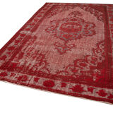 Handmade carved anatolian 1980s 215 cm x 341 cm red rug
