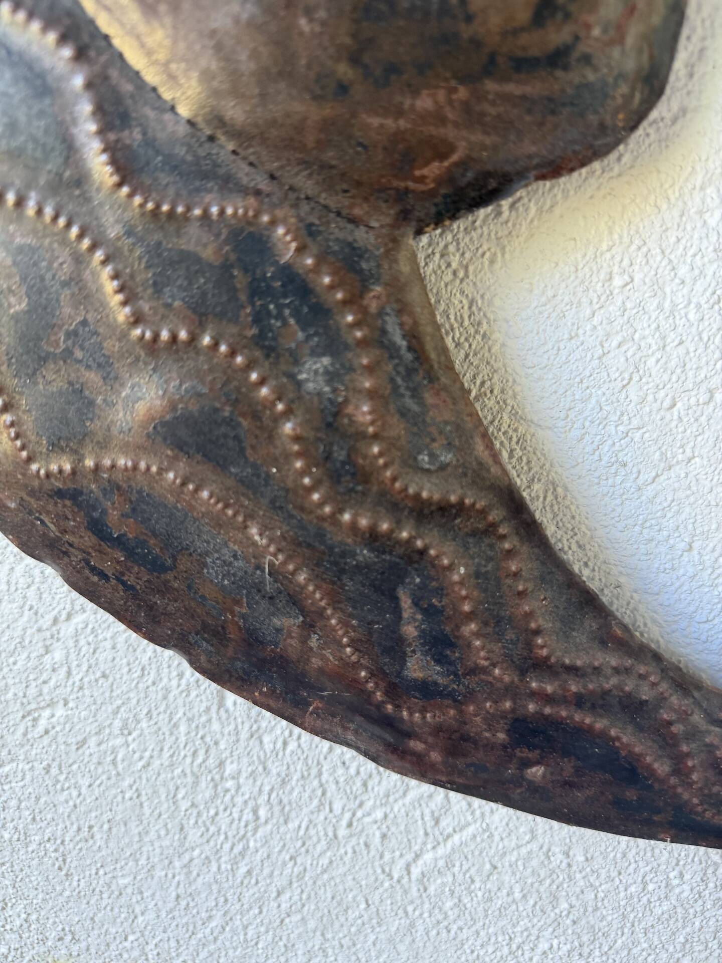 Brutalist metal wall sculpture "sun-moon"