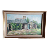 Oil on canvas - L Charrière dated 1956 - 29 x 49 cm - farmyard