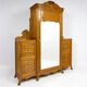 Large Art Nouveau linen cupboard in oak and mirror - 1900-1920