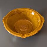 Antique handcrafted terracotta tian with yellow glaze – Occitanie