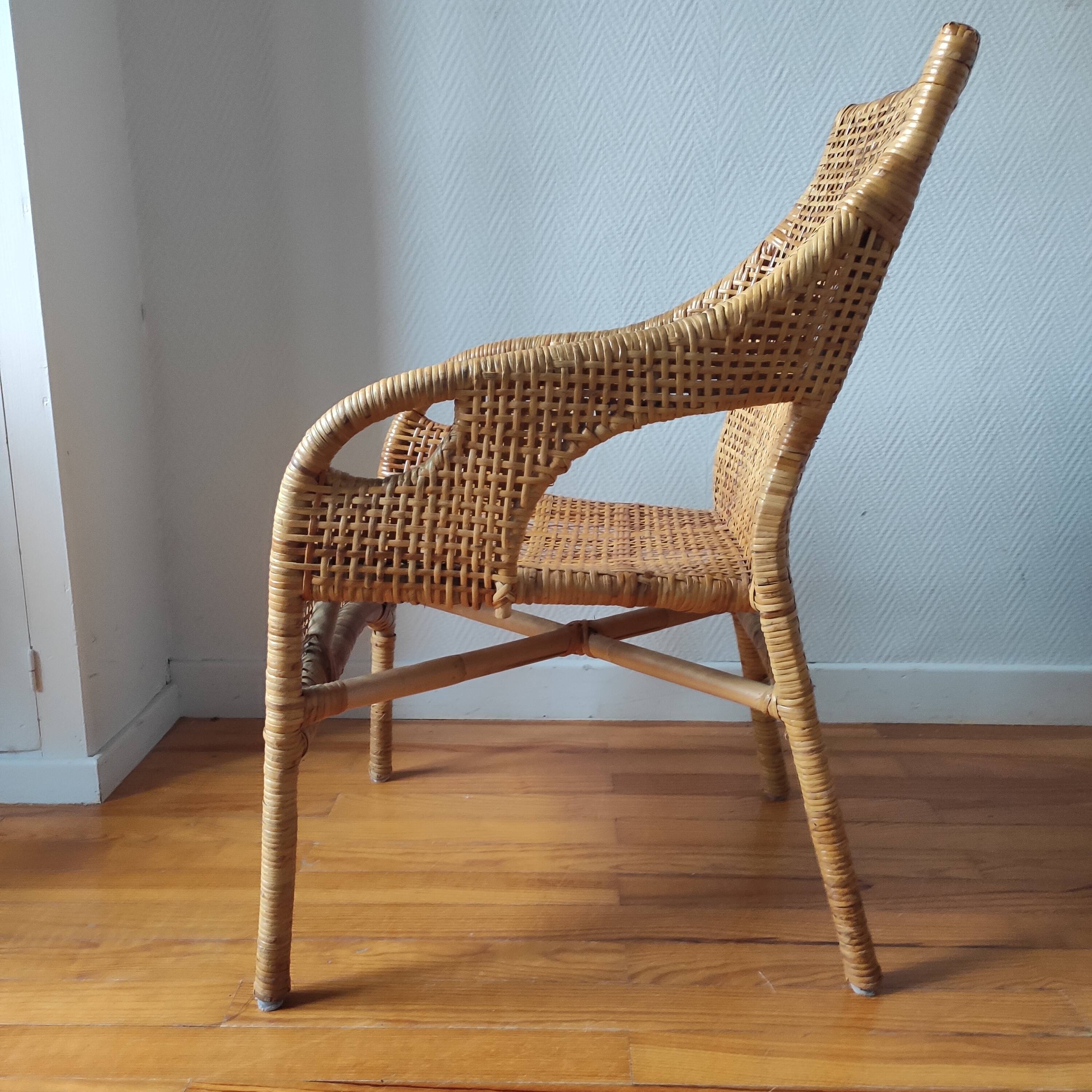 Fauteuil vintage en rotin de Maria Vinka pour Ikéa