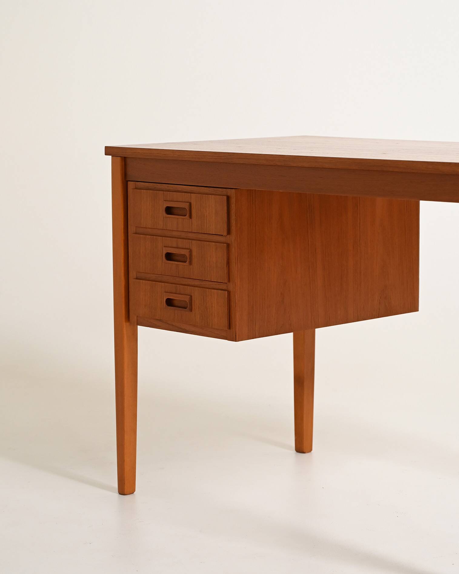 Scandinavian teak desk with sliding drawers, 1960s