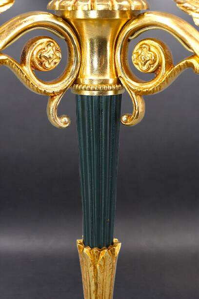 Flamboyant Pair of Candelabra/Chandeliers Solid Bronze Empire Style