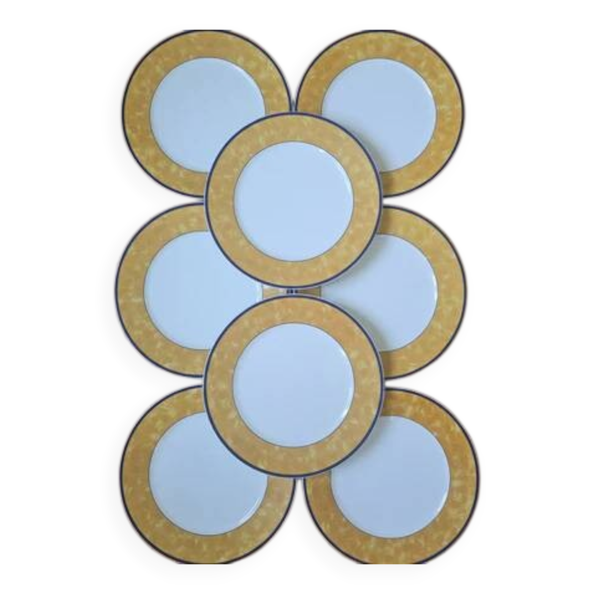 8 grandes assiettes plates vintage en porcelaine Winterling Bavaria - Marli jaune marbré