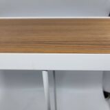 Robin day side table by Habitat in white lacquered metal and Vintage wood