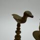 Pair of 19th century bronze candlesticks with bird decor, 2 lights