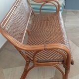 Vintage -Braided rattan sofa - chevron pattern