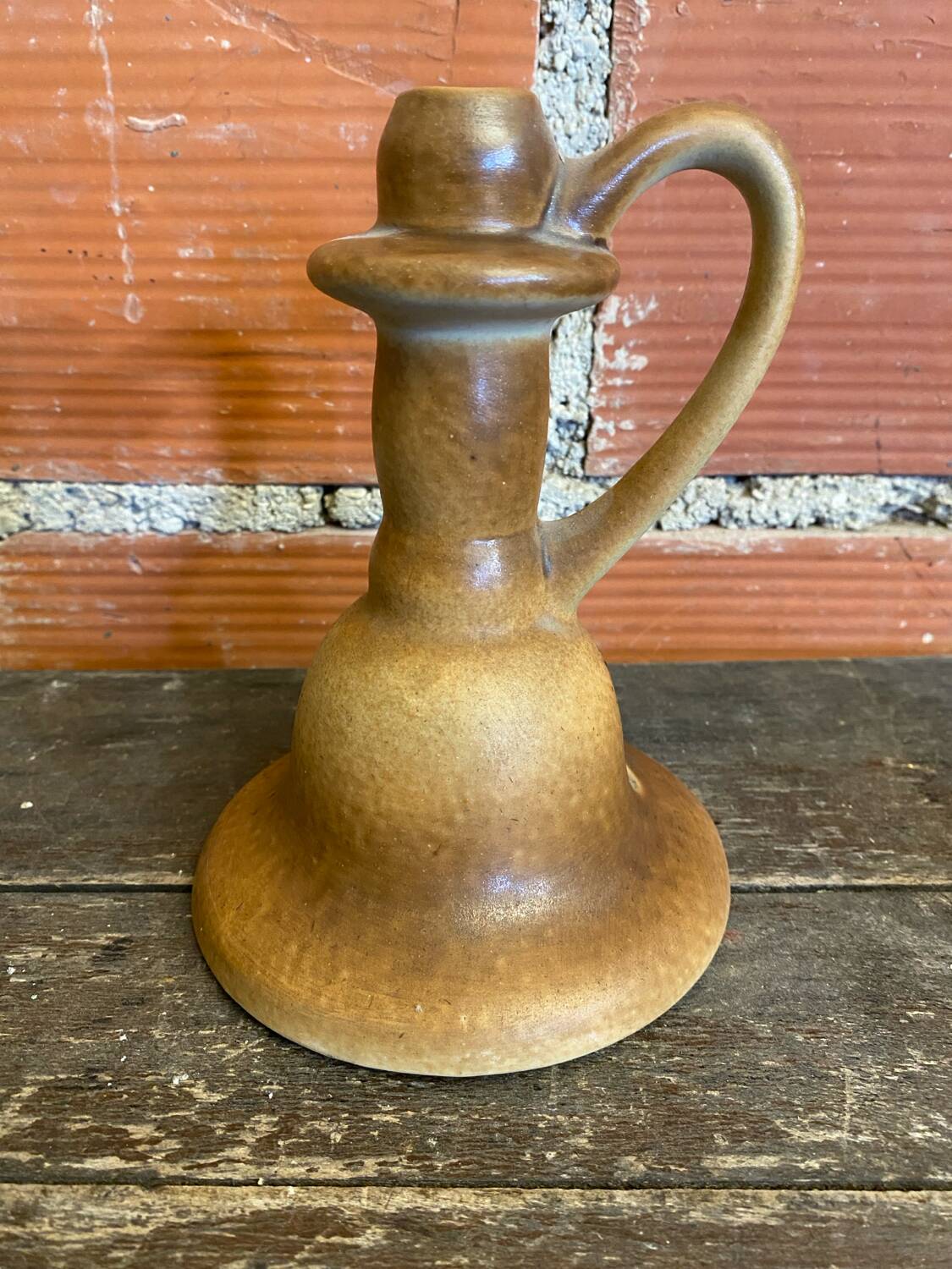 Old Lamp Base Vintage Beige Ceramic Candle Holder #D833