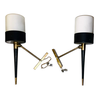 Pair of wall lamps maison artlus circa 1950