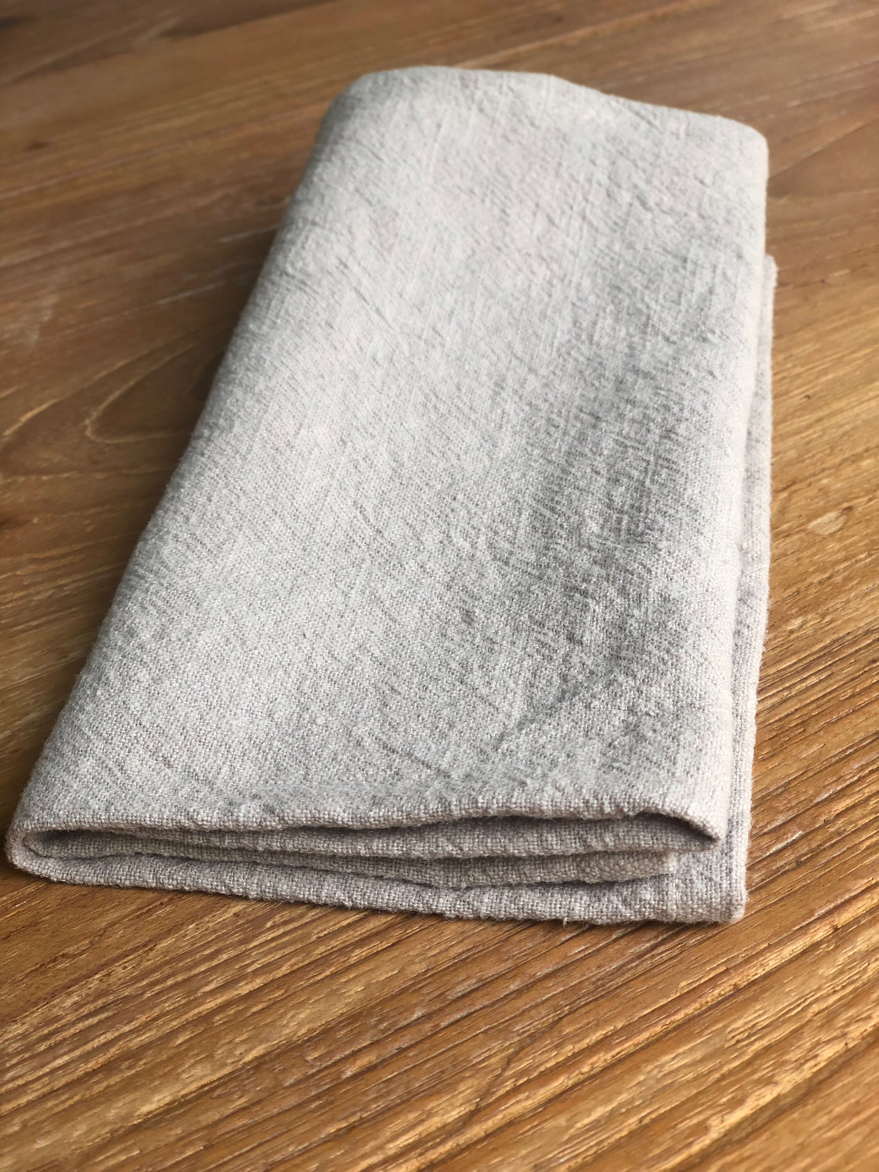 Natural washed linen napkin with embroidery