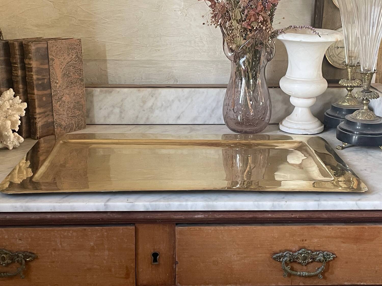 Plateau en laiton vintage