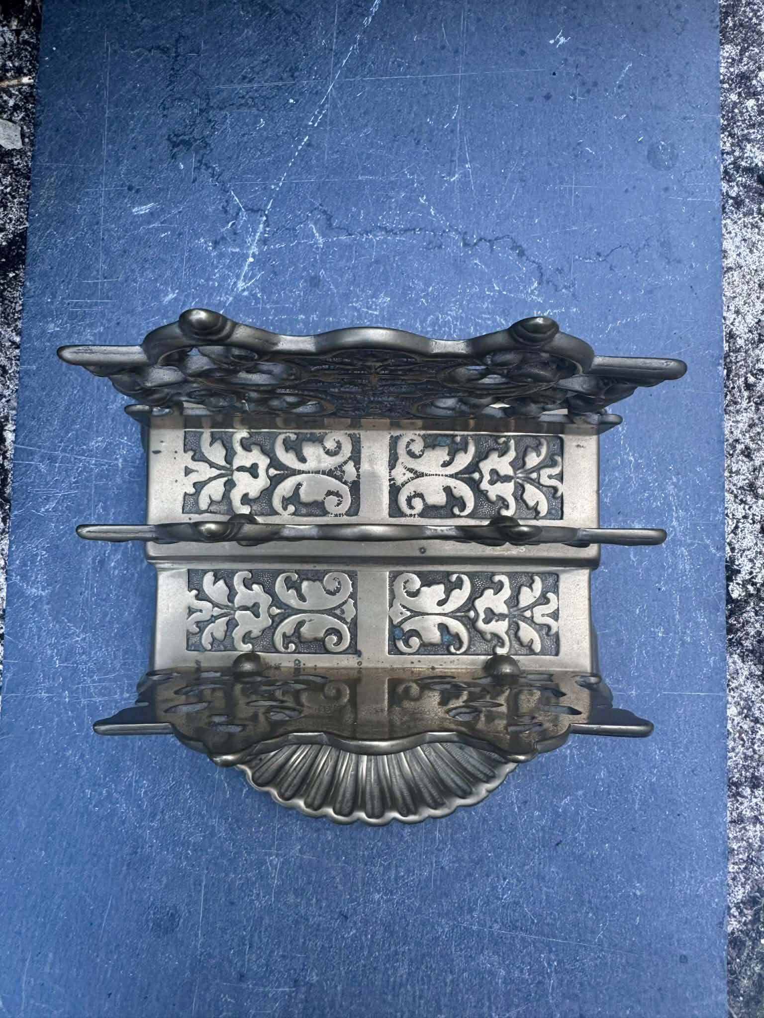 Baroque brass magazine and letter holder