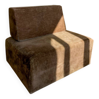 Vintage brown velvet armchair from the 1970s