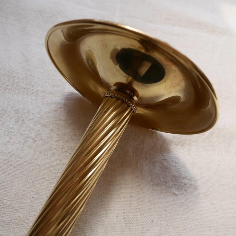 Brass candle holder, twisted effect