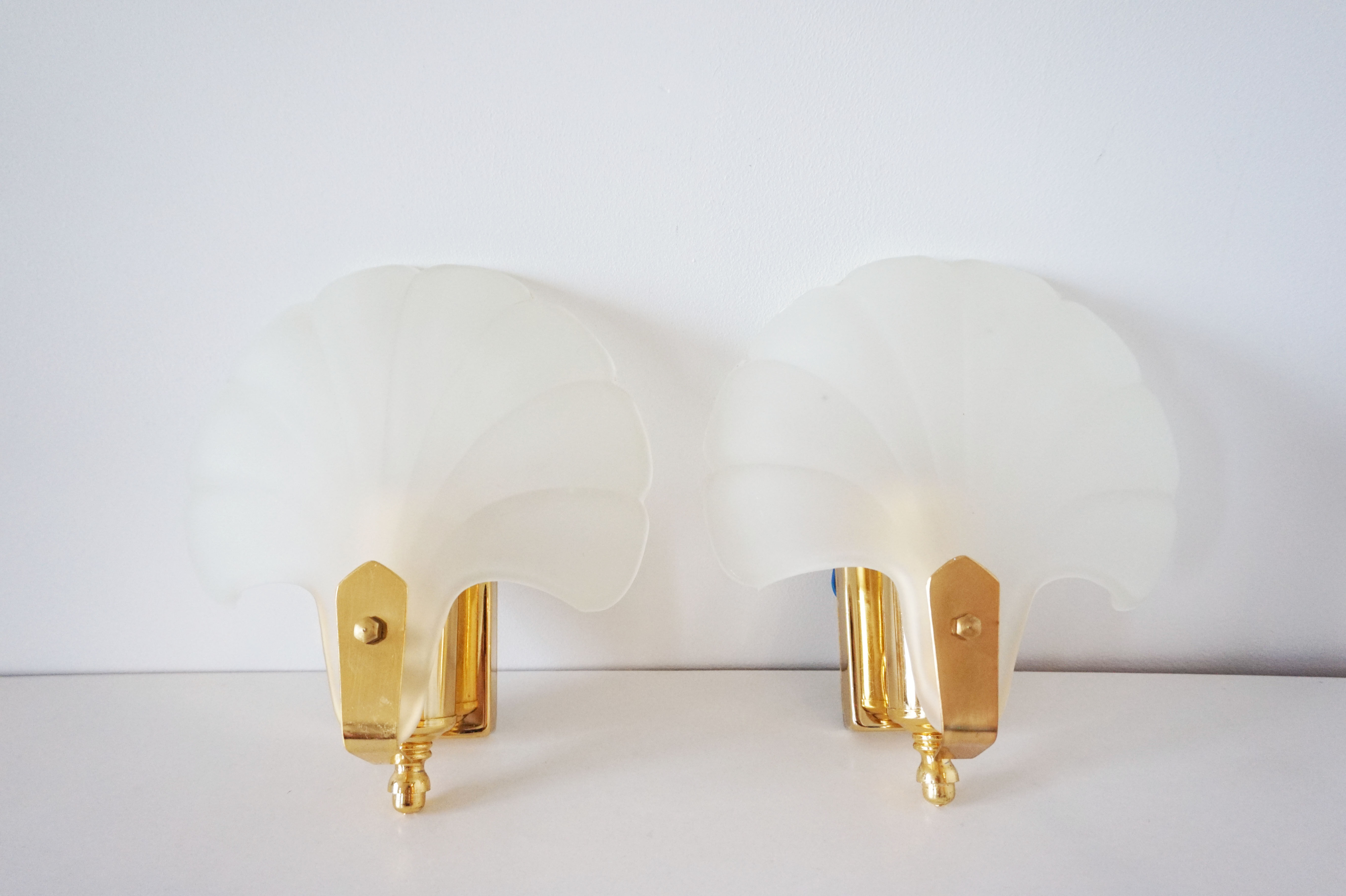 Pair of glass shell sconces