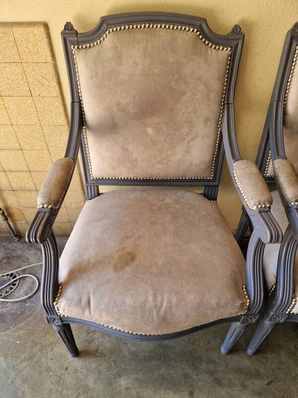 Pair of Louis XVI style armchairs with gendarme hat backs - Wood