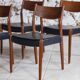 4 Scandinavian Fristho Franeker chairs in teak and skai, 1960.