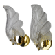 Pair of frosted leaf sconces, Murano glass, Italy, 1970