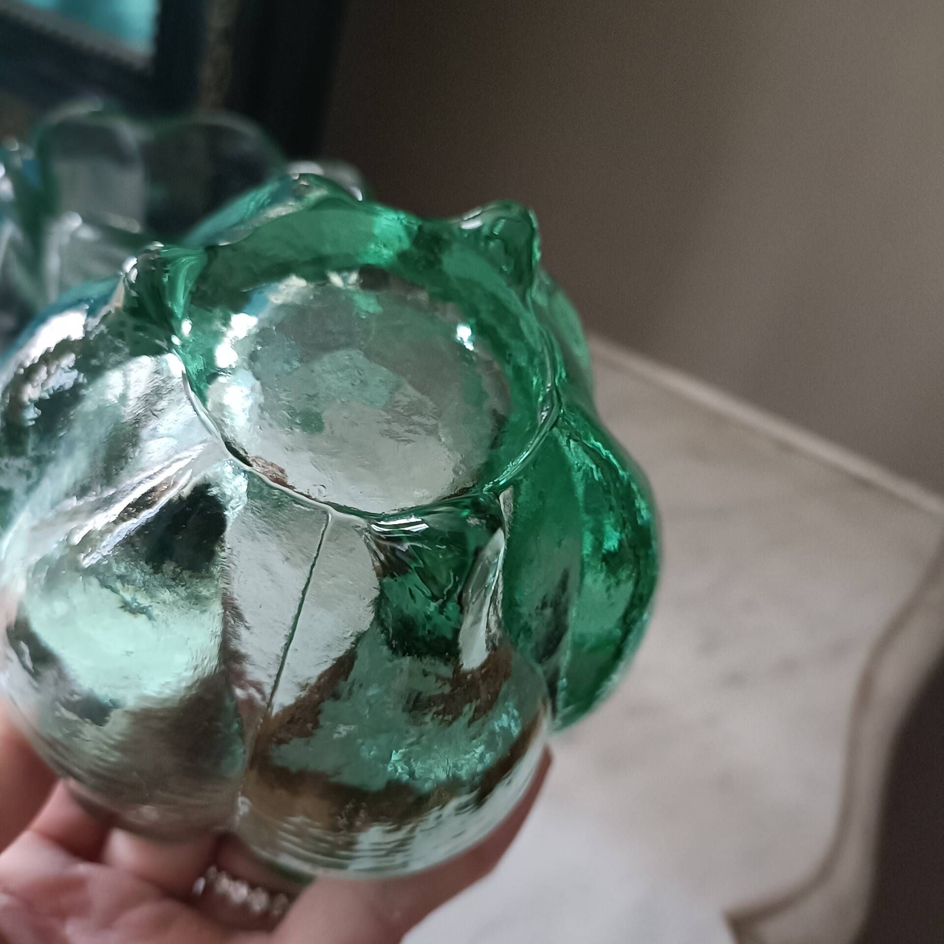 Paire de bougeoirs vintage en verre