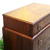 Pretty little Art Deco chest of drawers from the 1930s in walnut.