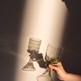 Pair of mouthblown wine goblets - chain