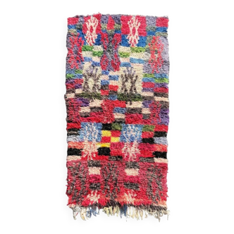 Boucherouite red Berber carpet