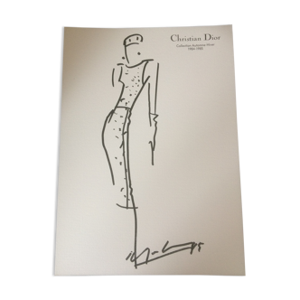 Illustration de mode  vintage de presse Christian Dior  des années 80
